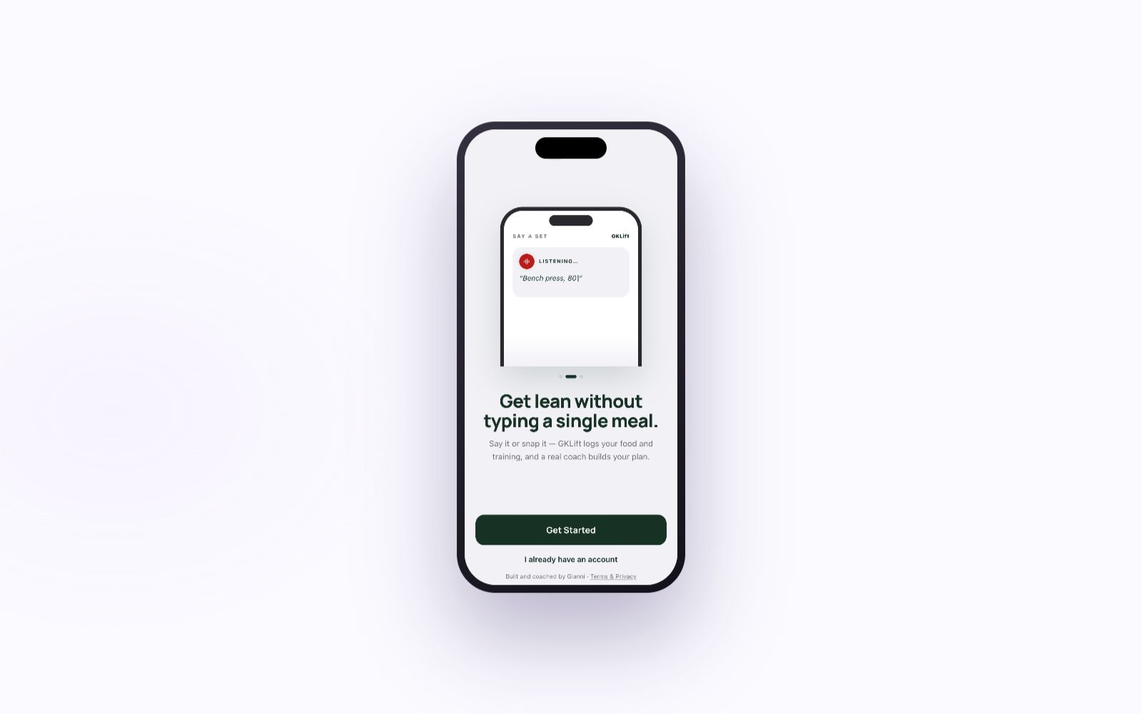 GKLift app screens, designed and built by G Digital Works